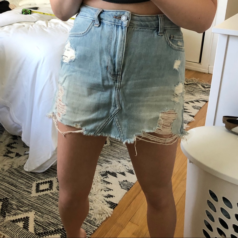 Hollister Ripped Jean Skirt